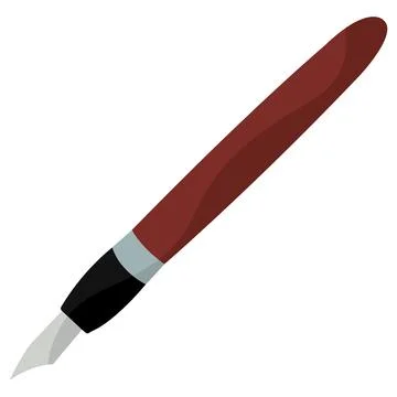 Fountain pen with red grip. Vector Stock Illustration