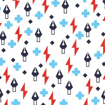 Fountain pen with thunderbolt and plus sign pattern Stock Illustration