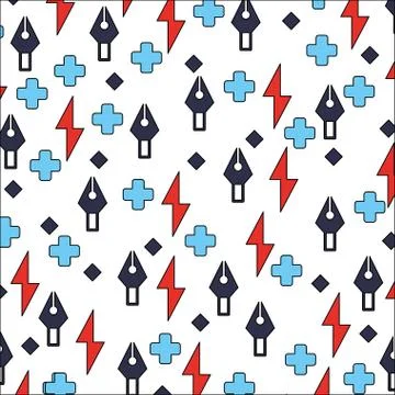 Fountain pen with thunderbolt and plus sign pattern Stock Illustration