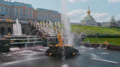 Fountain in Peterhof Stock Footage 154653986