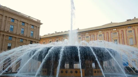The fountain in Piazza De Ferrari is the most famous fountain in Genoa. It is Stock Footage 103603310