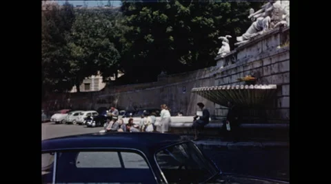 Fountain in Piazza del Popolo Stock Footage 47973540