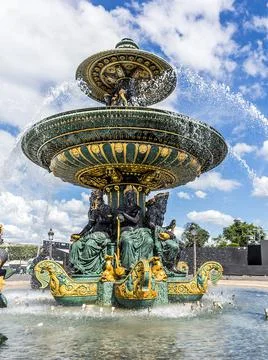 Fountain on Place Concorde Stock Photos