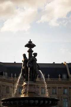 Fountain in the Place de la Bourse in Bordeaux Stock Photos