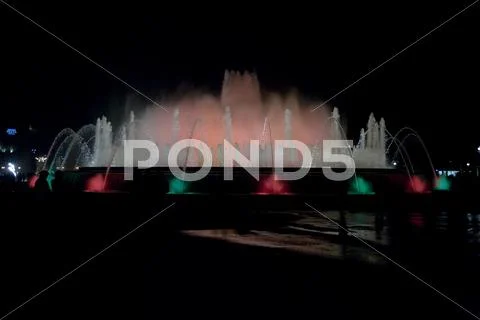 Fountain at plaza Espana in Barcelona. spain. Stock Photos