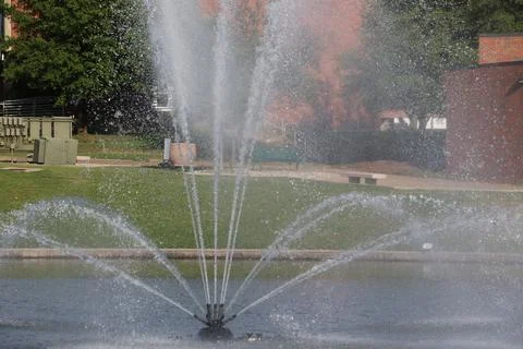 Fountain in a pond Stock Photos