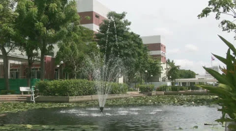 Fountain in pond-q60 Stock Footage 25827564