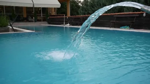 Fountain in the pool Video stock 218837500