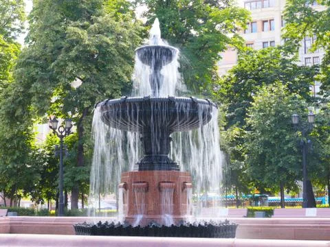 The fountain on Pushkin square Stock Photos