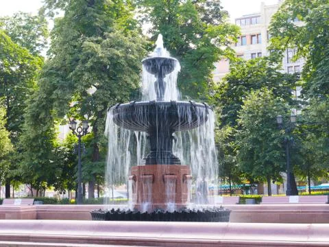 The fountain on Pushkin square Stock Photos