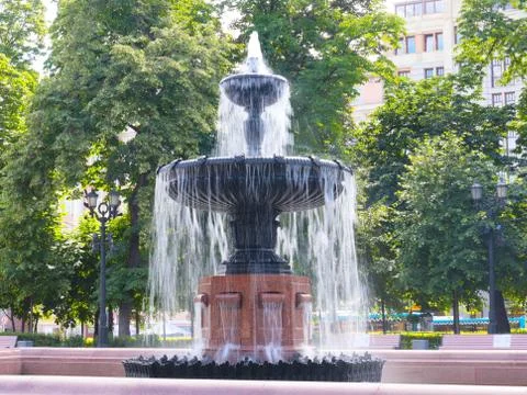 The fountain on Pushkin square 스톡 사진