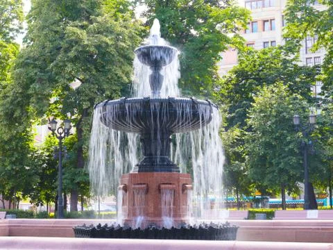 The fountain on Pushkin square Stock Photos