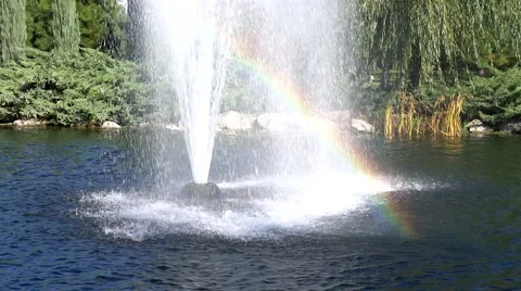 Fountain with a rainbow. Stock Footage 68707734