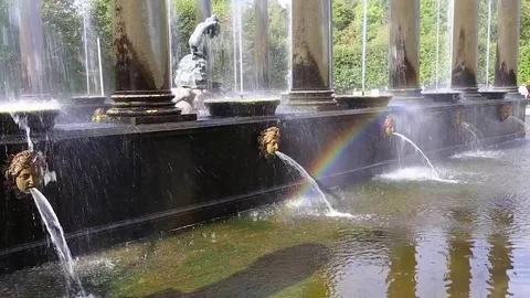 Fountain with a rainbow Stock Footage 77573472