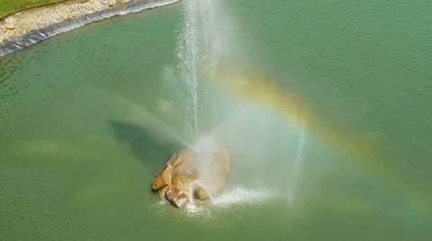 Fountain Rainbow Slow Motion Stock Footage 7759581