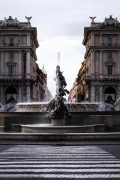 Fountain in the Republic Square in Rome Stock Photos