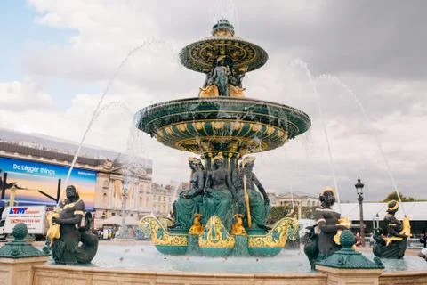 Fountain of River Commerce and Navigation in Place de la Concorde in the cent Stock Photos
