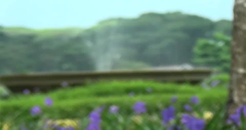 Fountain in a roadside park Stock Footage 274485242