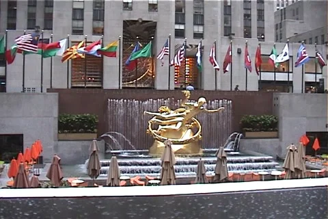 Fountain at Rockefeller Wide Stock Footage 1069828