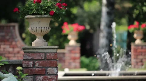 Fountain in the rose garden Stock Footage 40645826