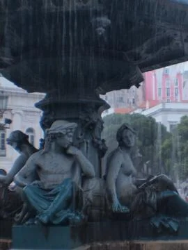 Fountain in Rossio 스톡 사진
