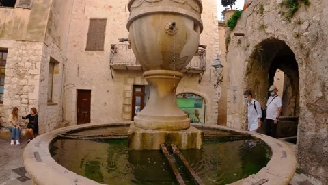 Fountain of Saint-Paul-de-Vence in the south of France Stock Footage 197426036