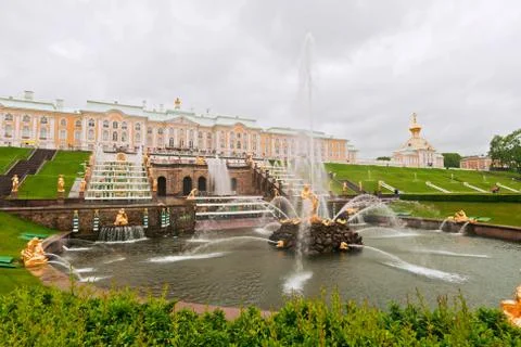 Fountain of Samson in Peterhof Stock Photos