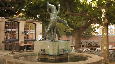 The fountain-sculpture of children in Dusseldorf, Germany Stock Footage 59080167
