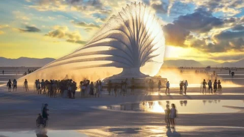 A Fountain Sculpture Stock Footage 243601167