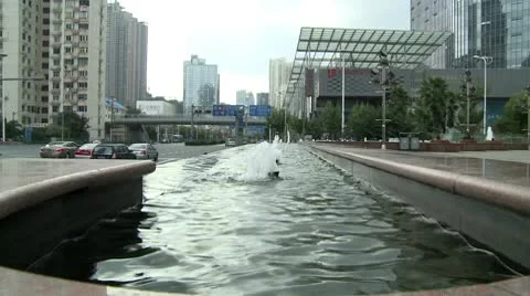 Fountain in Shanghain Stock Footage 10588146