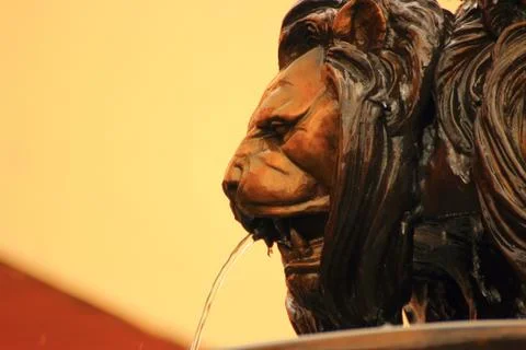 A fountain in the shape of a lion Stock Photos