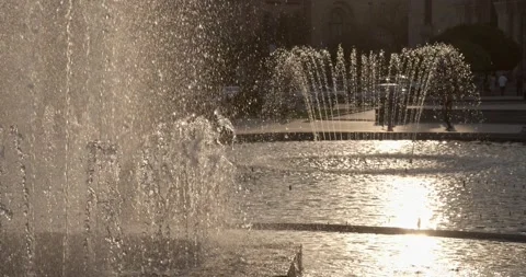 Fountain in slow motion Stock Footage
