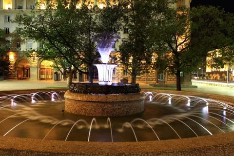 Fountain in Sofia, Bulgaria at night Stock Photos
