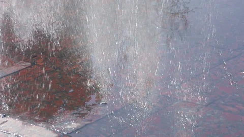 Fountain splashes in hot summer day Stock Footage 120641776