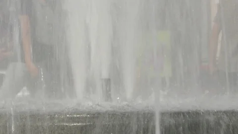 Fountain splashes in hot summer day Stock Footage 120642202