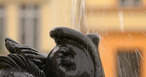 Fountain splasing water in a city Stock Footage 119215688