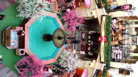 Fountain in spring shopping mall Stock Footage 282814845
