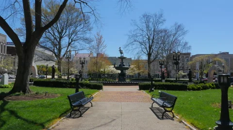 Fountain Square in Bowling Green in Spring Time Stock Footage 61998341