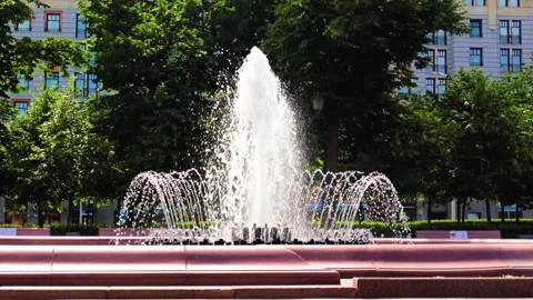 Fountain on Square Stock-Footage 315428070