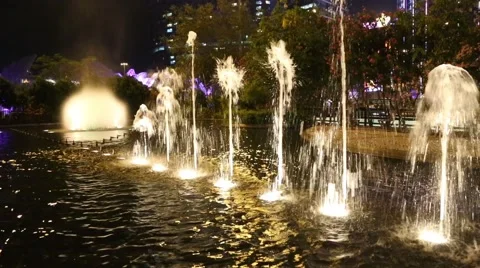 Fountain in the square in the modern district  of Macao Stock Footage 50004463
