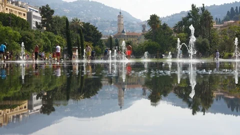 Fountain square in Nice Stock Footage 93711736