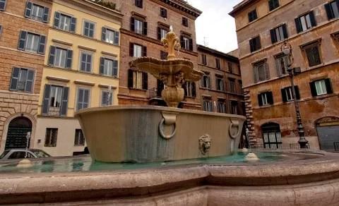Fountain in the square of Rome Stock Photos