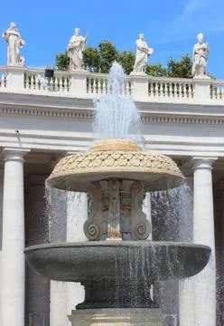 Fountain in St Peter square Stock Photos
