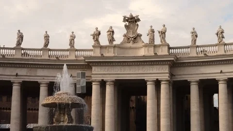 The fountain of St Peter's Square Stock Footage 95227563