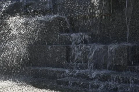 Fountain - stone blocks Stock Photos