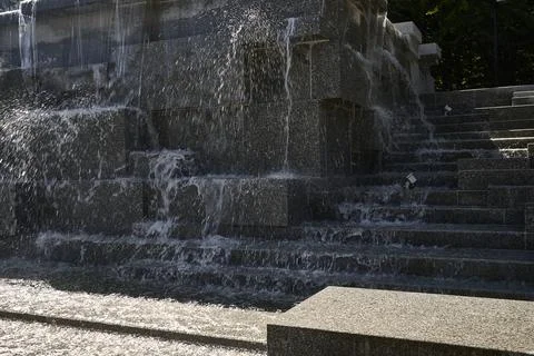 Fountain - stone blocks Stock Photos