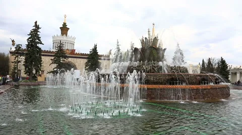 Fountain Stone Flower, VDNKh, Moscow Video stock 59652662