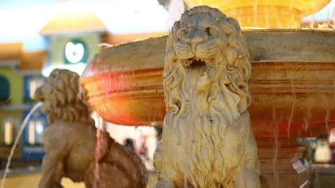 Fountain with stone lions Stock Footage 250552968