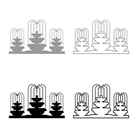 Fountain stream set icon grey black color vector illustration image solid fil イラスト素材