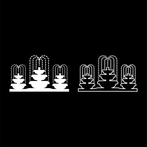 Fountain stream set icon white color vector illustration image solid fill out Stock Illustration
